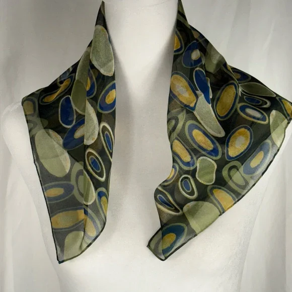 NWT Elaine Gold Elegant Abstract Geometric Multicolor Scarf - Picture 1 of 6